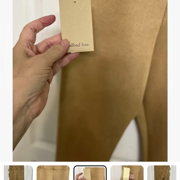 Aritzia Wilfred Free Daria Vegan Faux Suede Biege Leggings High Waist Size M New - Picture 3 of 10